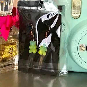 Blue and green gummy bear earrings